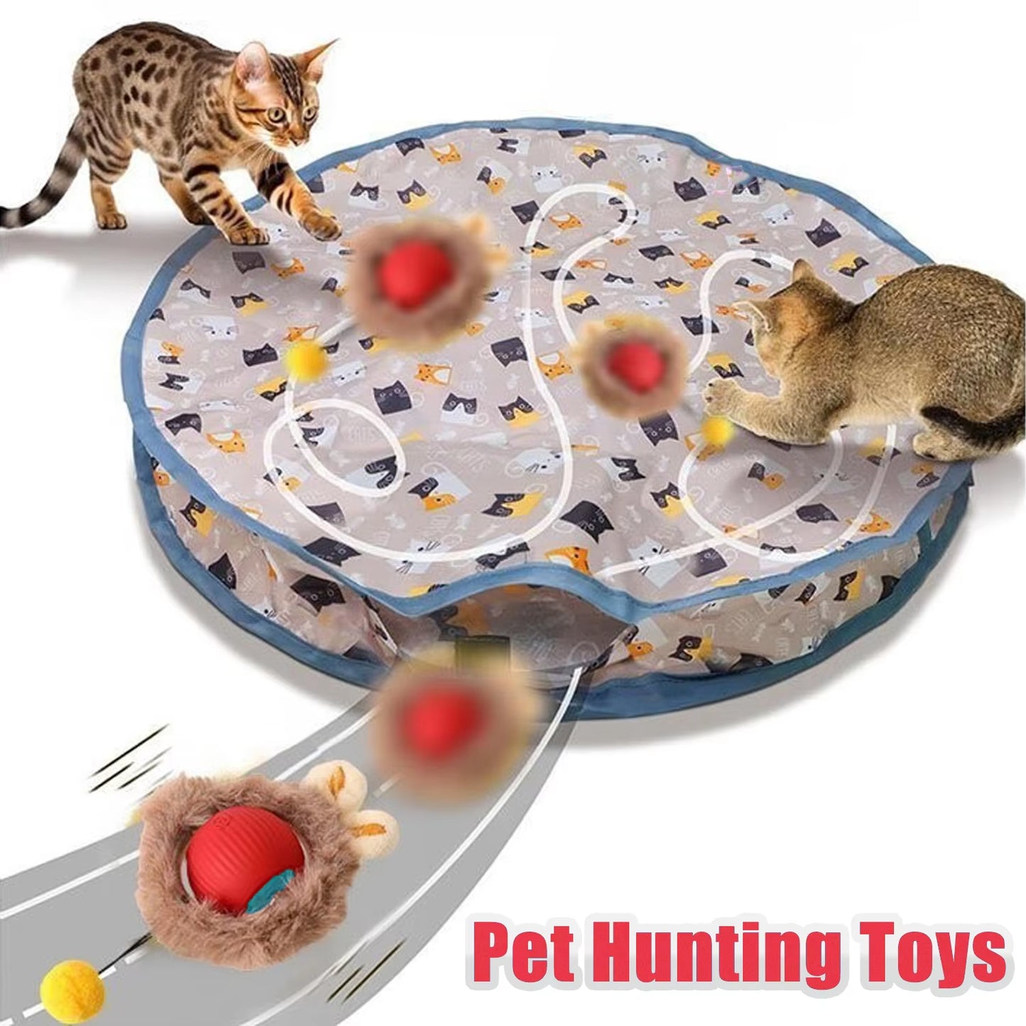 Jouet en peluche électrique Automatic Kitty pour chat, ensemble de couverture de jeu, boule roulante à gratter, jouets interactifs intelligents et éclairés