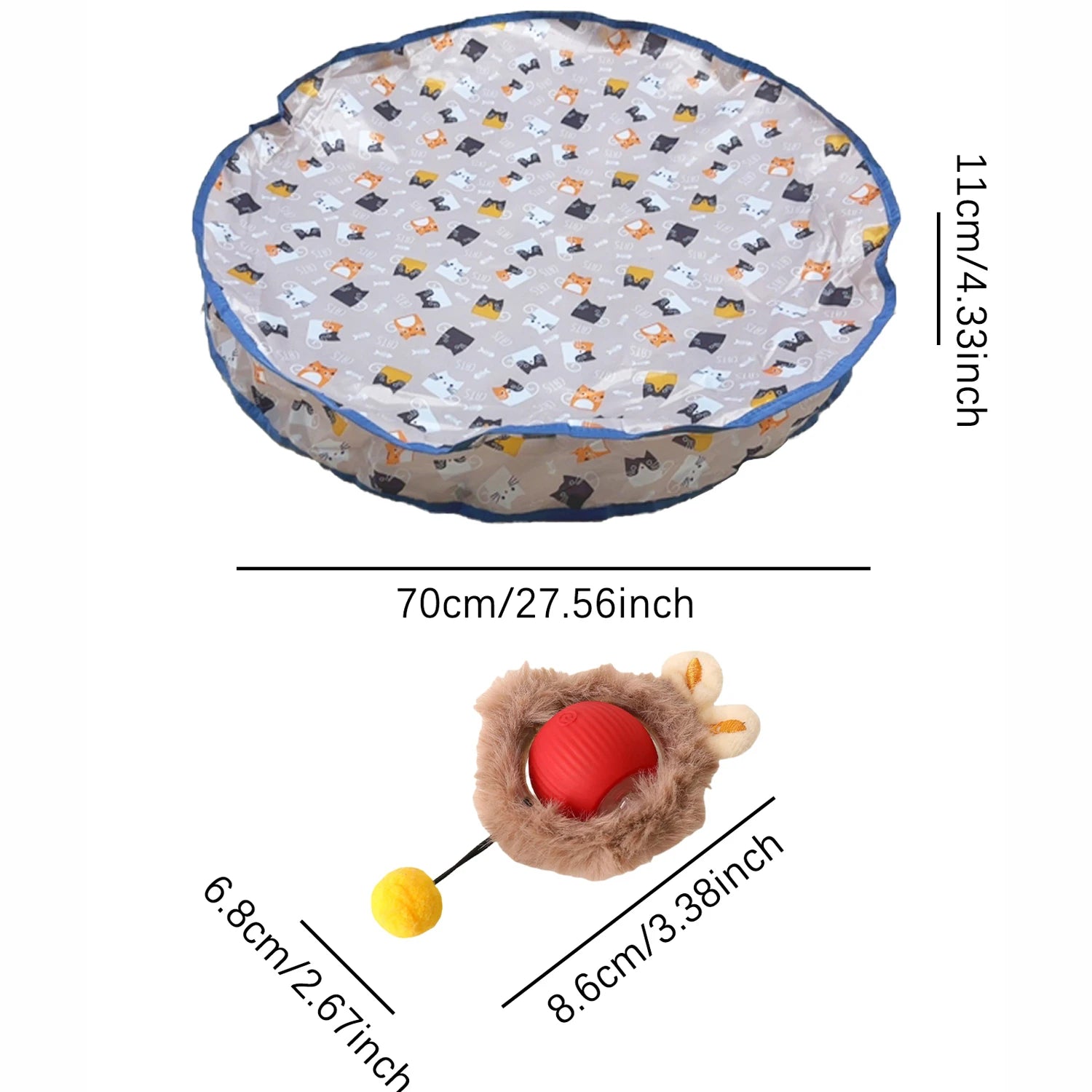 Jouet en peluche électrique Automatic Kitty pour chat, ensemble de couverture de jeu, boule roulante à gratter, jouets interactifs intelligents et éclairés