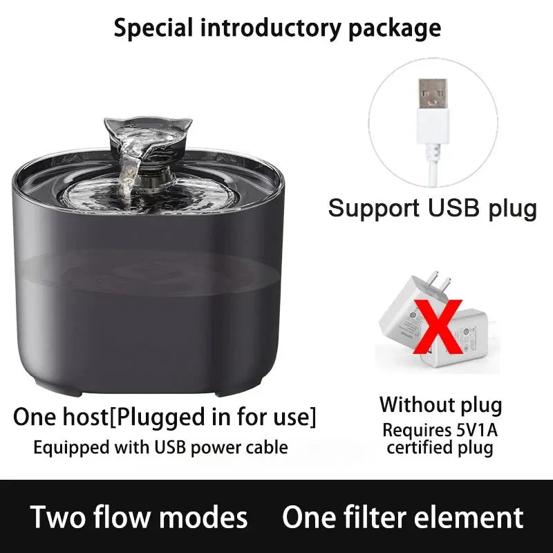 Fontaine à eau à recirculation automatique pour chats et chiens, distributeur d'eau, pompe muette électrique USB, oreille de chat, fontaine à boire pour animaux de compagnie