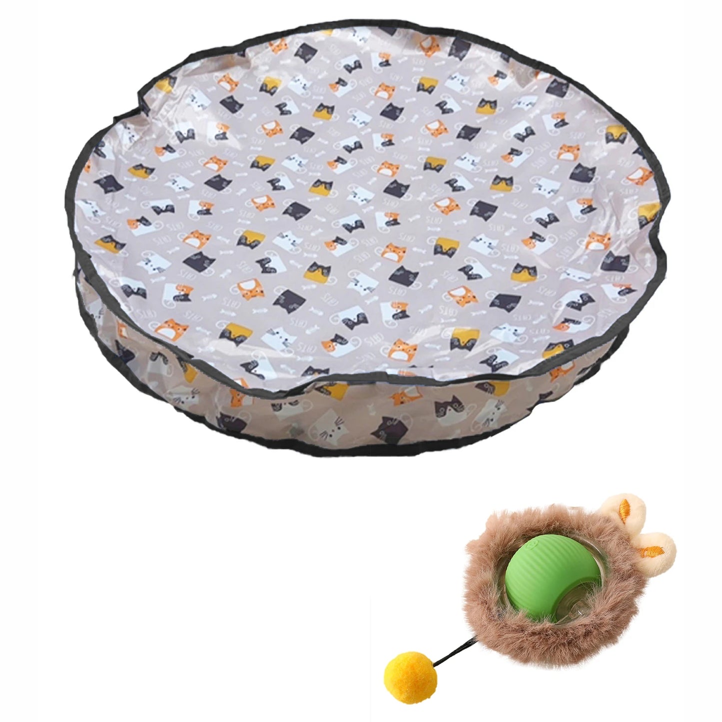 Jouet en peluche électrique Automatic Kitty pour chat, ensemble de couverture de jeu, boule roulante à gratter, jouets interactifs intelligents et éclairés