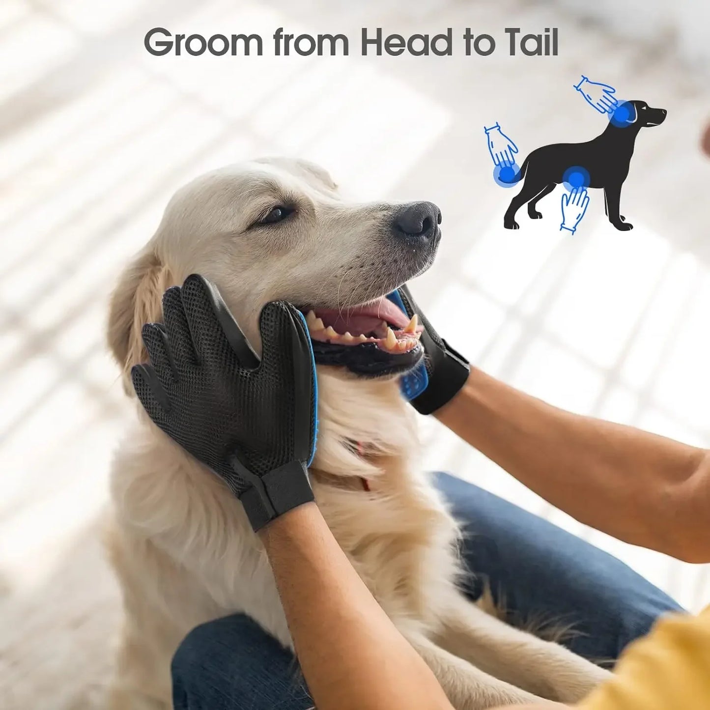 Gants de toilettage pour animaux de compagnie, brosses pour chat, perte douce, efficac, mitaines, gants de lavage pour chiens, chats et chevaux