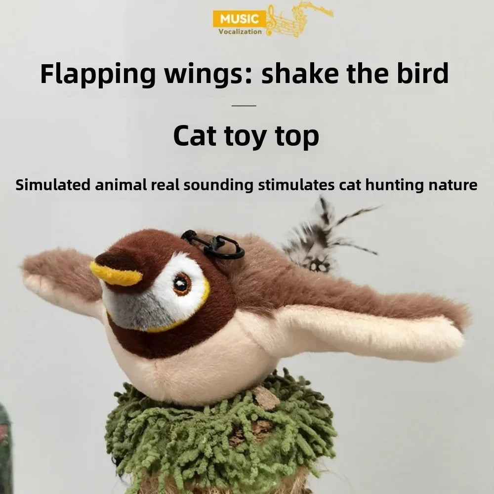 Jouet en peluche sensible au toucher pour chats d'intérieur, oiseau qui bat des ailes, ne vole pas, jouets pour chats