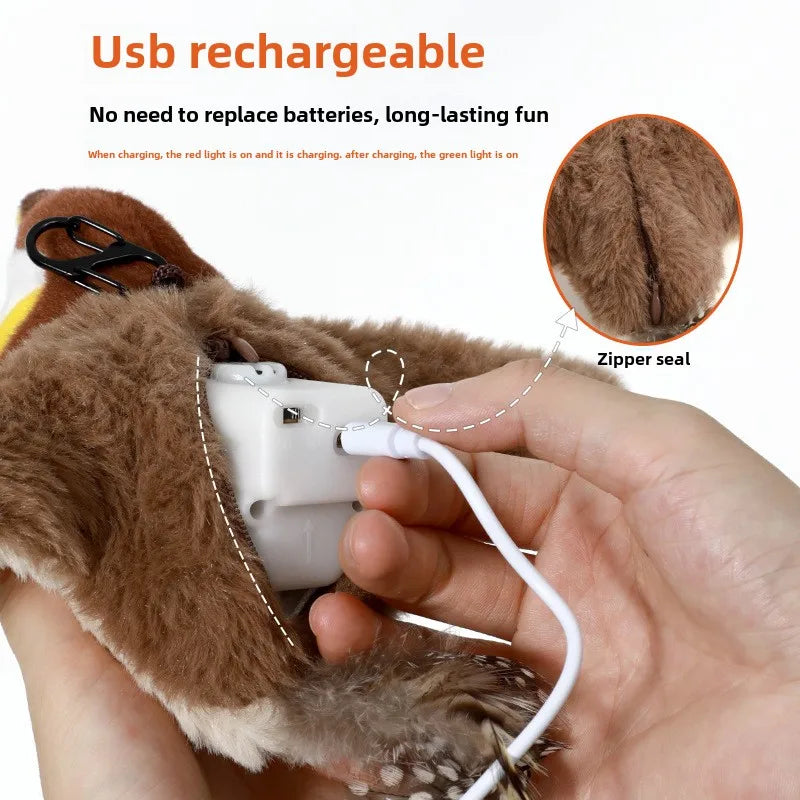 Jouet en peluche sensible au toucher pour chats d'intérieur, oiseau qui bat des ailes, ne vole pas, jouets pour chats