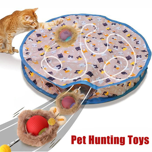 Jouet en peluche électrique Automatic Kitty pour chat, ensemble de couverture de jeu, boule roulante à gratter, jouets interactifs intelligents et éclairés