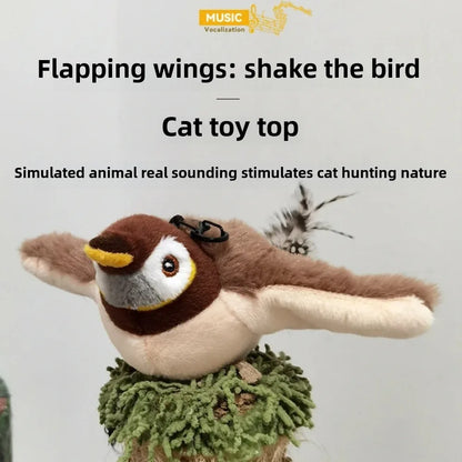 Jouet en peluche sensible au toucher pour chats d'intérieur, oiseau qui bat des ailes, ne vole pas, jouets pour chats